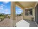 Back patio with concrete tiles, a support beam, and a beautiful view of the community at 2453 Vivid Sky Pl, Henderson, NV 89044