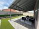 Serene backyard featuring a covered patio, artificial grass, and pavers, ideal for relaxation at 2633 Spider Cactus Ct, Las Vegas, NV 89106