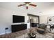 Staged living area featuring modern furniture, sleek entertainment unit, and stylish decor at 280 Gentry St, Overton, NV 89040