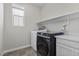 Well-lit laundry room featuring modern washer and dryer appliances with shelving and counter space at 4030 Midnight Crest Ave, North Las Vegas, NV 89031