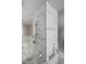 Modern bathroom with marble-tiled walls, a sleek shower, and recessed lighting at 4381 W Flamingo Rd # 3809, Las Vegas, NV 89103