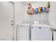 Functional laundry room features a washer, dryer, and shelving for optimal organization and convenience at 5236 Krista Alethea St, North Las Vegas, NV 89031