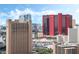 View of high-rise buildings, some with striking red facades at 200 W Sahara Ave # 3303, Las Vegas, NV 89102