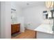 Well-lit bathroom with a vanity and hardwood floors at 414 Crystal Canyon Dr, Mesquite, NV 89027