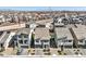 Beautiful aerial view of homes in a vibrant community, some featuring solar panels and private pools at 5904 Becklow Gardens Ave, Las Vegas, NV 89141