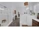 Spacious bathroom featuring a glass shower, bathtub, recessed lighting, and white cabinets at 6173 Sabine Ranch Rd, Las Vegas, NV 89131