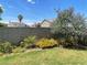 The backyard has a vibrant flower bed set against a block wall, providing privacy and beauty at 903 Billings St, Henderson, NV 89002