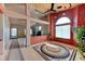 Open living room with wood floors, decorative inlays, with views to other spaces at 1523 Silver Point Ave, Las Vegas, NV 89123