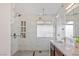 Modern walk-in shower features a glass door, shower head, and built-in shelving at 1845 Candle Bright Dr, Henderson, NV 89074