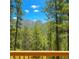 Scenic view from the deck with pine trees and a majestic mountain backdrop on a bright, sunny day at 4178 Matterhorn Way, Las Vegas, NV 89124