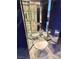 Elegant bathroom featuring a vanity area with mirrors, a stool, and a view into the shower at 4381 W Flamingo Rd # 2022, Las Vegas, NV 89103