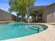Outdoor pool featuring a covered patio with ceiling fans, and easy access steps to the water at 6436 Vinecrest Ave, Las Vegas, NV 89108