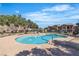 Sparkling community pool area with lounge chairs, landscaping, and a view of the surrounding apartment complex at 8000 Badura Ave # 2174, Las Vegas, NV 89113