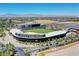 Aerial shot of the Las Vegas Ballpark, showcasing its design, location, and surrounding cityscape at 10228 Shell Star Ave, Las Vegas, NV 89135
