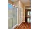 Bathroom with a glass-enclosed shower and doorway to a room with a view of the windows at 2138 Grand Traverse St, Henderson, NV 89052