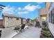 Spacious backyard with patio area, storage shed, and outdoor seating perfect for relaxing and entertaining at 2684 Korea Ct, Henderson, NV 89052