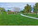 Community park offers green space, walking paths, mature trees, and a shaded picnic area for outdoor recreation and enjoyment at 2713 Tanagrine Dr, North Las Vegas, NV 89084