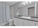 Bathroom featuring a shower-tub combo, a granite countertop vanity, and coordinated decor at 2900 Sunridge Heights Pkwy # 1916, Henderson, NV 89052