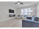Contemporary living area with a sleek entertainment area and comfortable seating at 2900 Sunridge Heights Pkwy # 1916, Henderson, NV 89052