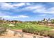 Expansive view of a meticulously manicured golf course under a bright sky with a mountain range backdrop at 5162 Estasi St, Las Vegas, NV 89135