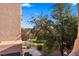 Beautiful patio view, showcasing landscaped grounds and mature trees, creating a serene outdoor space at 728 Hardy Way # E, Mesquite, NV 89027