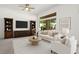 Staged living room showcasing carpeting, a TV, seating, and bright lighting at 2315 Sun Cliffs St, Las Vegas, NV 89134