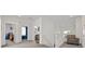 Hallway with stairway, chair, view of bedrooms, and carpeted floors at 2717 Cool Lilac Ave, Henderson, NV 89052