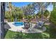 Backyard pool with beautiful landscaping, featuring lounge seating for relaxation and a tranquil escape at 2717 Cool Lilac Ave, Henderson, NV 89052