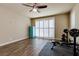 Home gym with vintage fridge and ample space for workouts at 6403 Brandon Hills Ct, Las Vegas, NV 89139