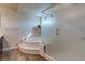The main bathroom boasts a glass enclosed shower, garden tub, and wood look tile at 6403 Brandon Hills Ct, Las Vegas, NV 89139