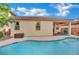 Backyard featuring a private pool and a covered patio, perfect for entertaining and relaxation at 708 Kibbey St, Las Vegas, NV 89178