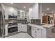 This modern kitchen features white cabinetry, stainless steel appliances, and stylish backsplash at 75 N Valle Verde Dr # 211, Henderson, NV 89074