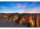 Backyard featuring desert landscaping with landscape lighting, privacy wall, and beautiful views at 10431 Seelos St, Las Vegas, NV 89178