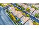 Overhead view of a residential neighborhood with well-manicured lawns and backyard swimming pools at 10902 Pentland Downs St, Las Vegas, NV 89141