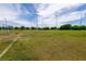 Expansive grassy soccer field with white boundary lines, surrounded by mature trees and soccer goals at 1413 Gentle Brook St, North Las Vegas, NV 89084