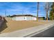 A single-story home showing the front exterior, gravel landscaping, and a quaint neighborhood street view at 2496 Golfers St, Las Vegas, NV 89142