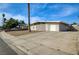 A single-story home displays gravel landscaping, an open driveway, and a quaint neighborhood street view at 2496 Golfers St, Las Vegas, NV 89142