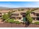 An aerial view reveals the home's backyard oasis and mountain views at 2577 Luberon Dr, Henderson, NV 89044