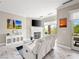 Inviting living room featuring a fireplace, modern decor, and sliding glass doors to outdoor patio at 30 Via Vasari # 103, Henderson, NV 89011