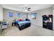 Bedroom with ceiling fan, neutral walls and carpet at 405 Prairie Moon Ave, North Las Vegas, NV 89084