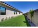 Large backyard featuring lush green lawn and mature landscaping at 47 Garibaldi Way, Henderson, NV 89011
