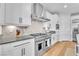 Bright kitchen with stainless steel appliances, white cabinetry, modern backsplash, and a large island at 10601 Skye Arroyo Ave, Las Vegas, NV 89166