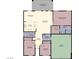 Detailed floor plan showcasing layout with kitchen, living room, bedrooms, and attached garage at 240 Vineyard Ln, Mesquite, NV 89027