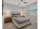 Cozy bedroom featuring a queen bed, two side tables with lamps, and a ceiling fan at 305 Via Del Duomo, Henderson, NV 89011