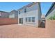 Backyard with gravel and a block wall fence surrounding the perimeter of the property at 5398 Robinera Ct, Las Vegas, NV 89166