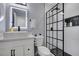 Stylish bathroom with vessel sink, lighted mirror, and modern shower with black frame at 8150 Beaverbrook Way, Las Vegas, NV 89123