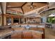 The open concept provides a full bar with seating and modern fixtures, and adjacent living spaces at 11 Golden Sunray Ln, Las Vegas, NV 89135