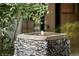 Close-up of a modern water feature, adding a touch of tranquility to the outdoor space at 11 Golden Sunray Ln, Las Vegas, NV 89135