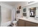 Functional bathroom featuring a vanity, a toilet, a mirror, and neutral colors at 1575 W Warm Springs Rd # 2822, Henderson, NV 89014