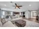 Spacious living area featuring an open layout, stylish furniture, and seamless flow into the kitchen at 2433 Amatrice St, Henderson, NV 89044